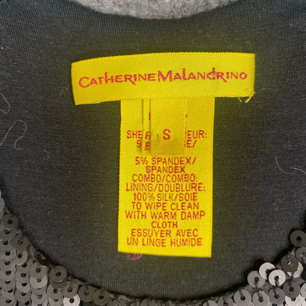 Catherine Malandrino Black Ruched Sequin Silk Blend Sleeveless Top Small - Picture 5 of 9